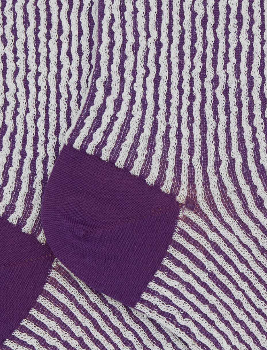 Women's short purple cotton socks with seersucker motif - Gallo 1927 - Official Online Shop
