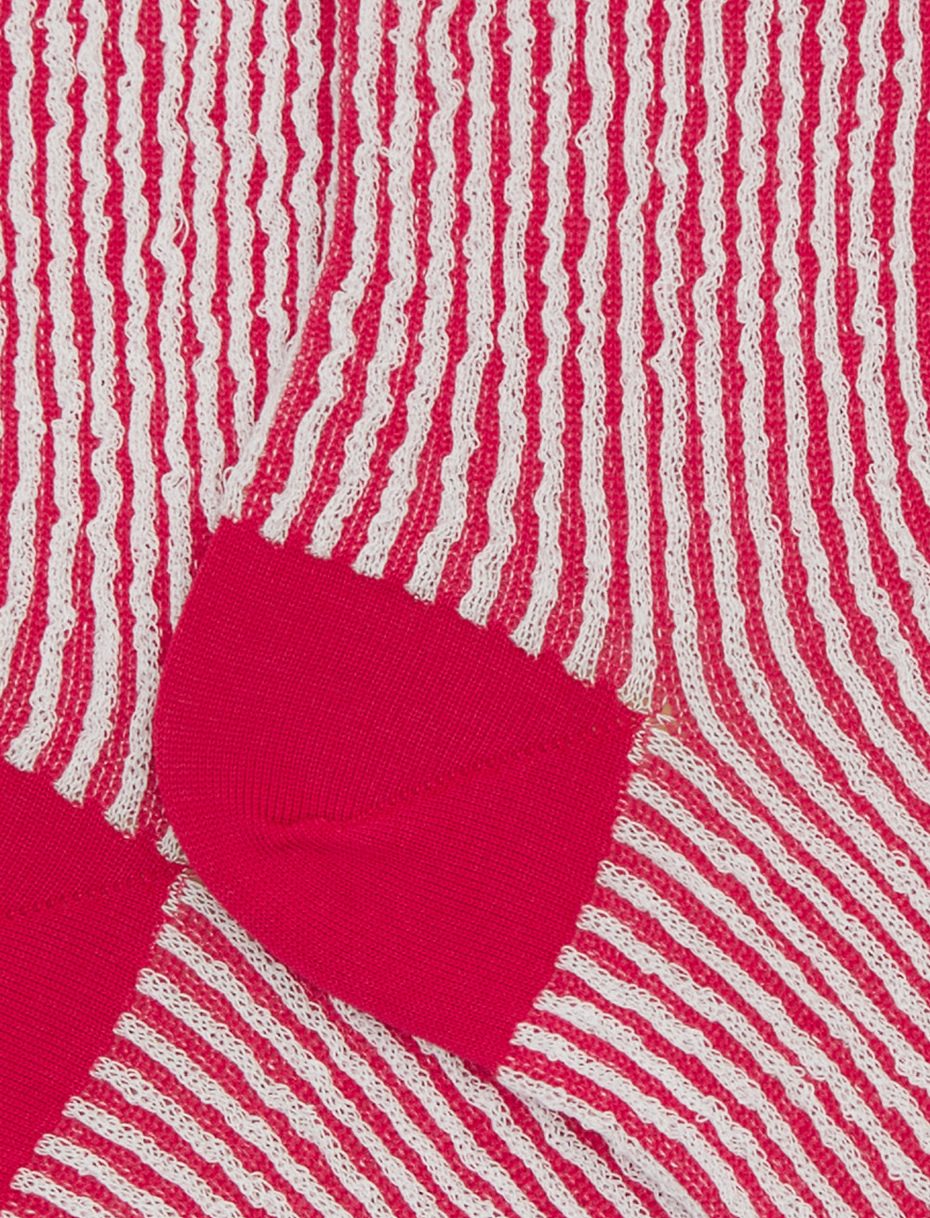 Women's short fuchsia cotton socks with seersucker motif - Gallo 1927 - Official Online Shop