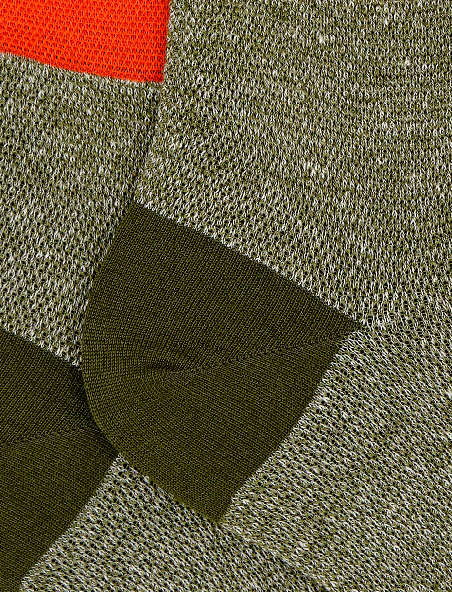 Women's super short plain oak green cotton/linen socks - Gallo 1927 - Official Online Shop