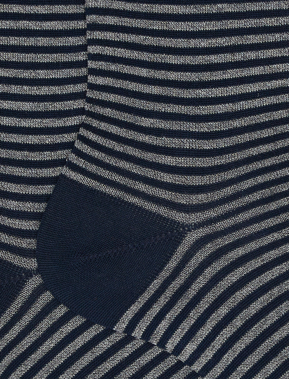 Women's short ocean blue light cotton socks with Windsor stripes - Gallo 1927 - Official Online Shop