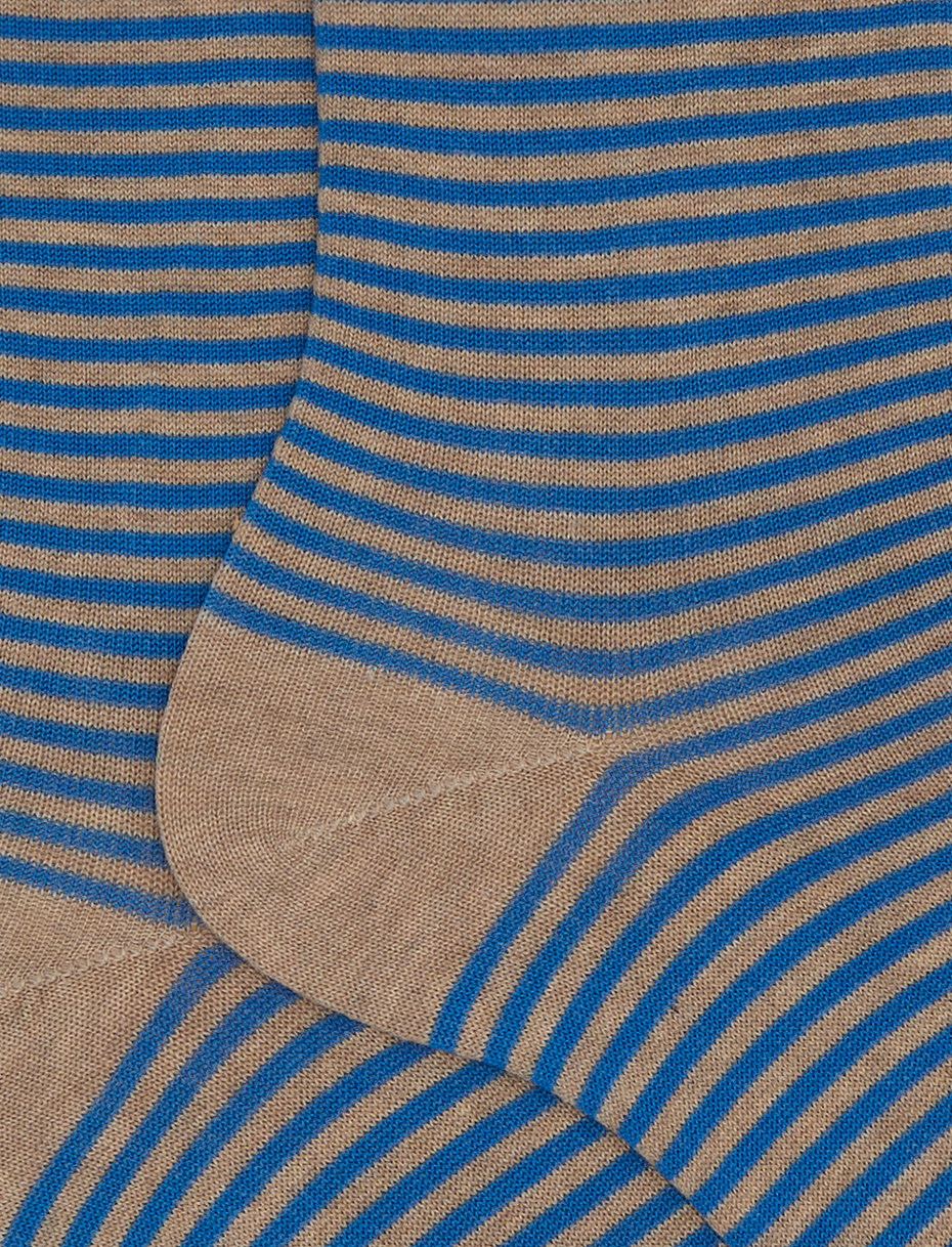 Women's short beige cotton socks with Windsor stripes - Gallo 1927 - Official Online Shop