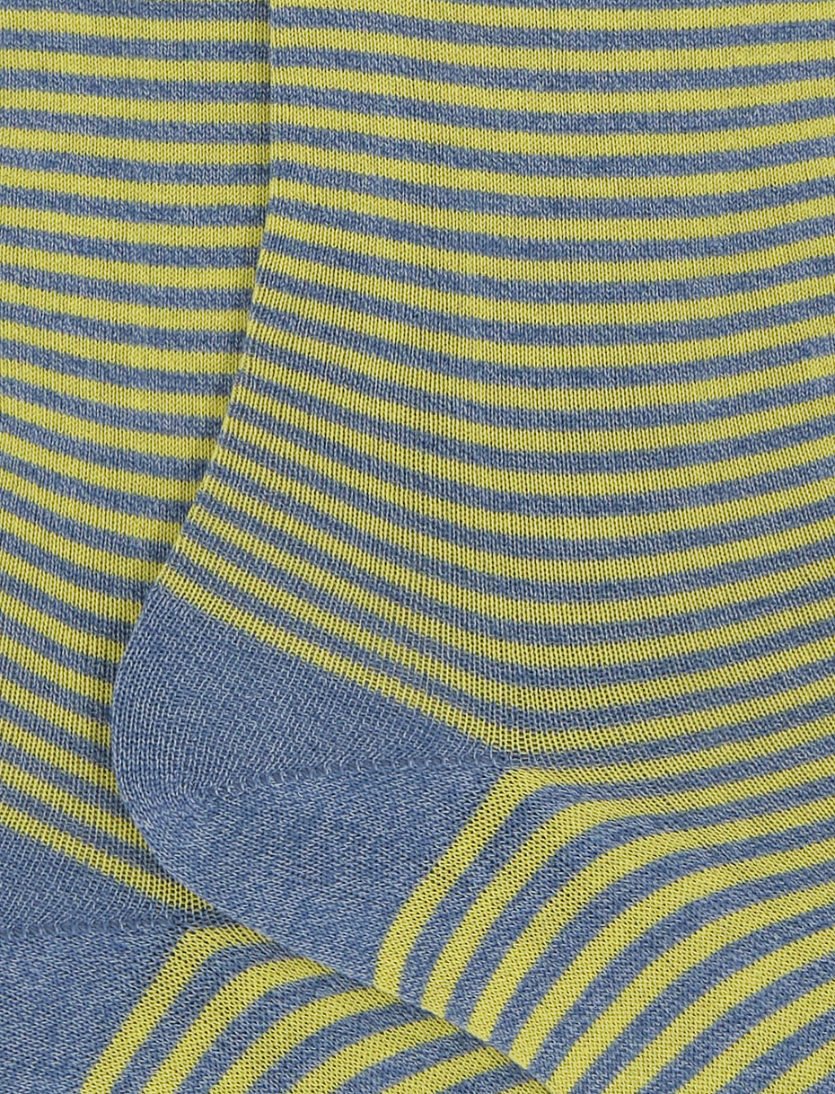 Women's short denim blue light cotton socks with Windsor stripes - Gallo 1927 - Official Online Shop