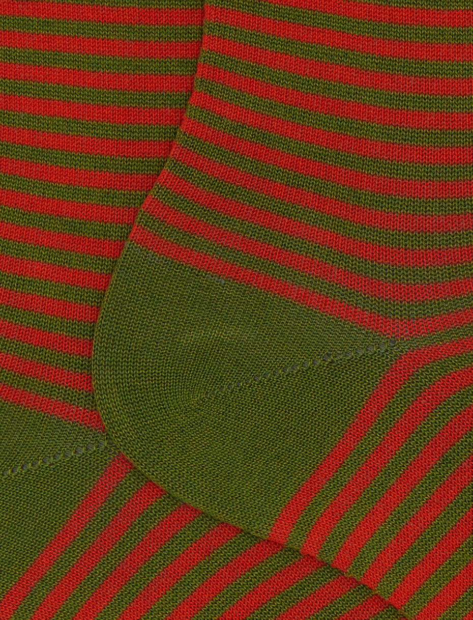 Women's short green cotton socks with Windsor stripes - Gallo 1927 - Official Online Shop
