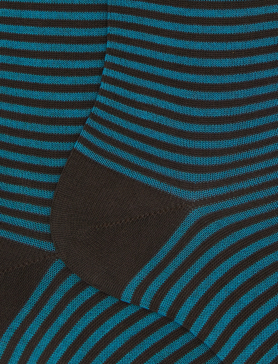 Women's short light blue cotton socks with Windsor stripes - Gallo 1927 - Official Online Shop