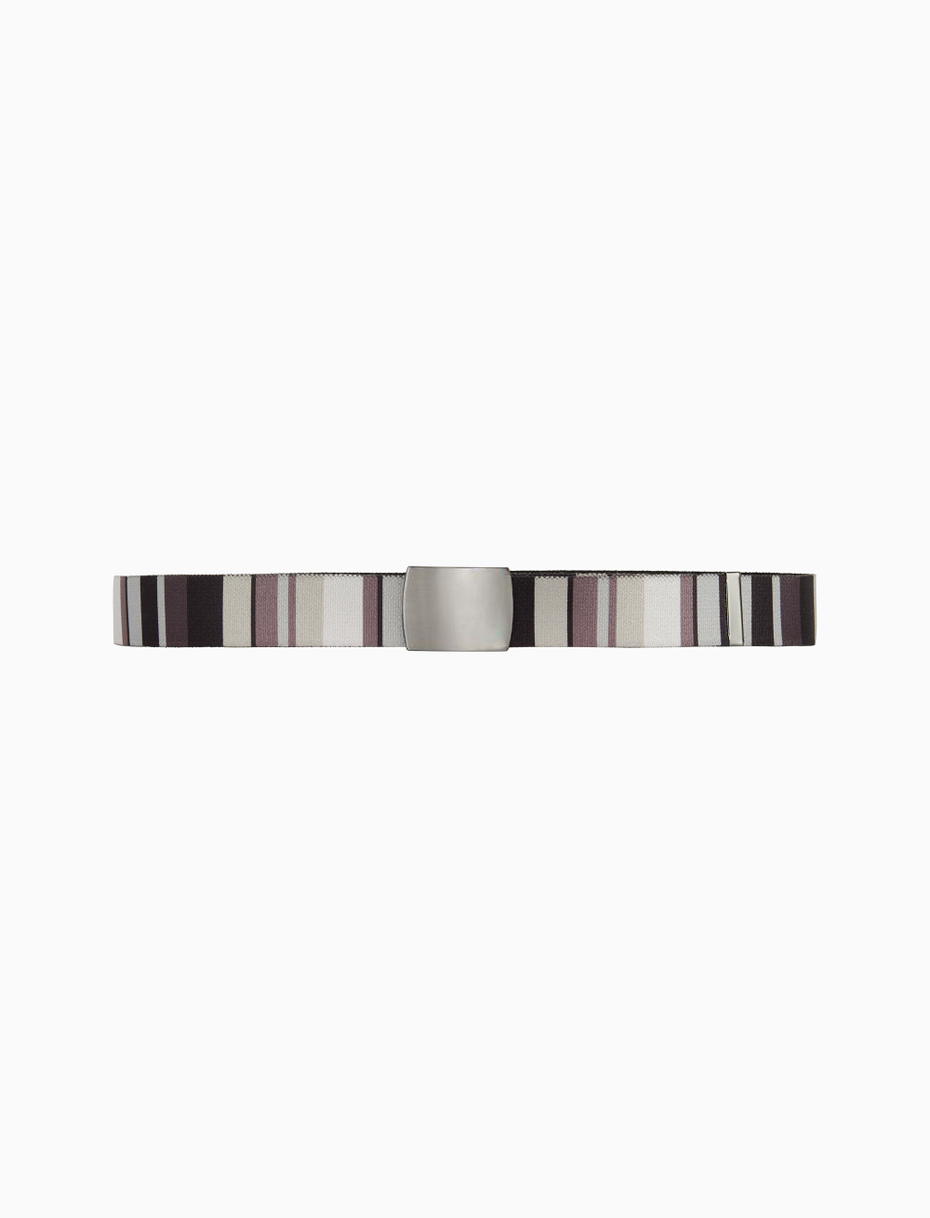 Elastic black unisex ribbon belt with multicoloured stripes - Gallo 1927 - Official Online Shop