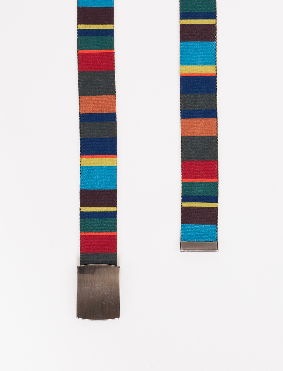 Cintura nastro elastica unisex verde foresta righe multicolor - Gallo 1927 - Official Online Shop
