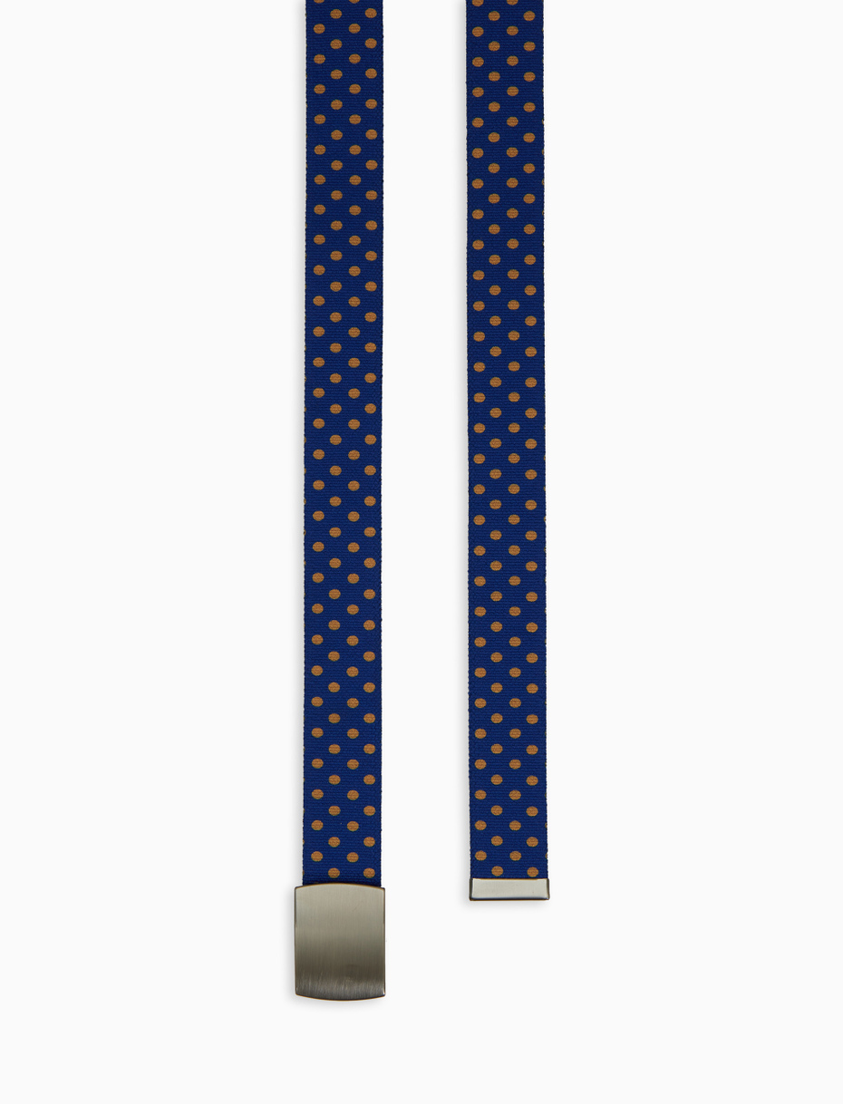 Elastic blue unisex ribbon belt with polka dots - Gallo 1927 - Official Online Shop