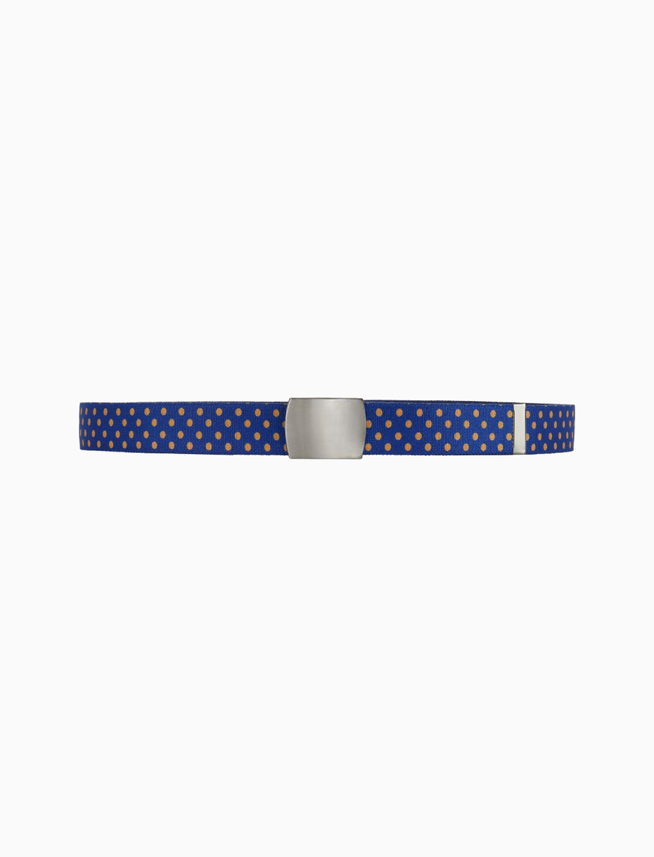 Elastic blue unisex ribbon belt with polka dots - Gallo 1927 - Official Online Shop