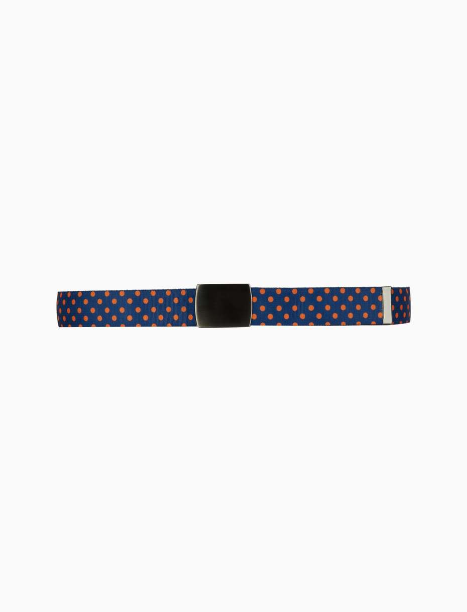 Elastic blue unisex ribbon belt with polka dot pattern - Gallo 1927 - Official Online Shop