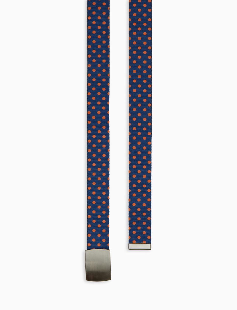 Elastic blue unisex ribbon belt with polka dot pattern - Gallo 1927 - Official Online Shop