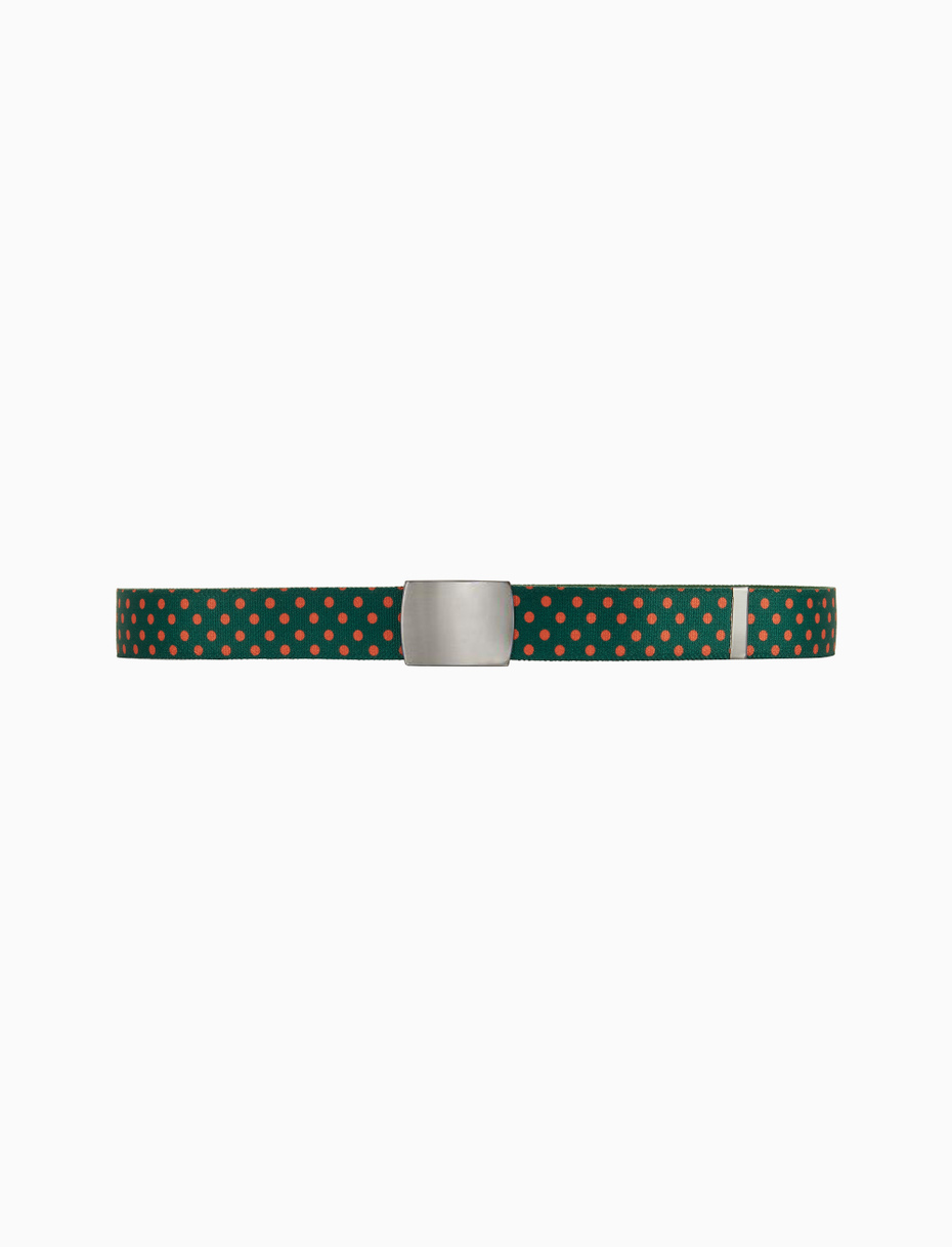 Elastic green unisex ribbon belt with polka dots - Gallo 1927 - Official Online Shop
