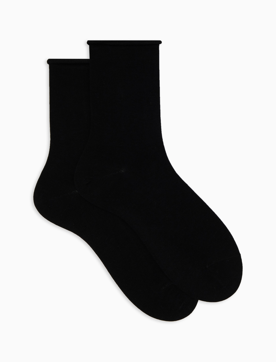 Women's short plain charcoal cotton socks - Gallo 1927 - Official Online Shop