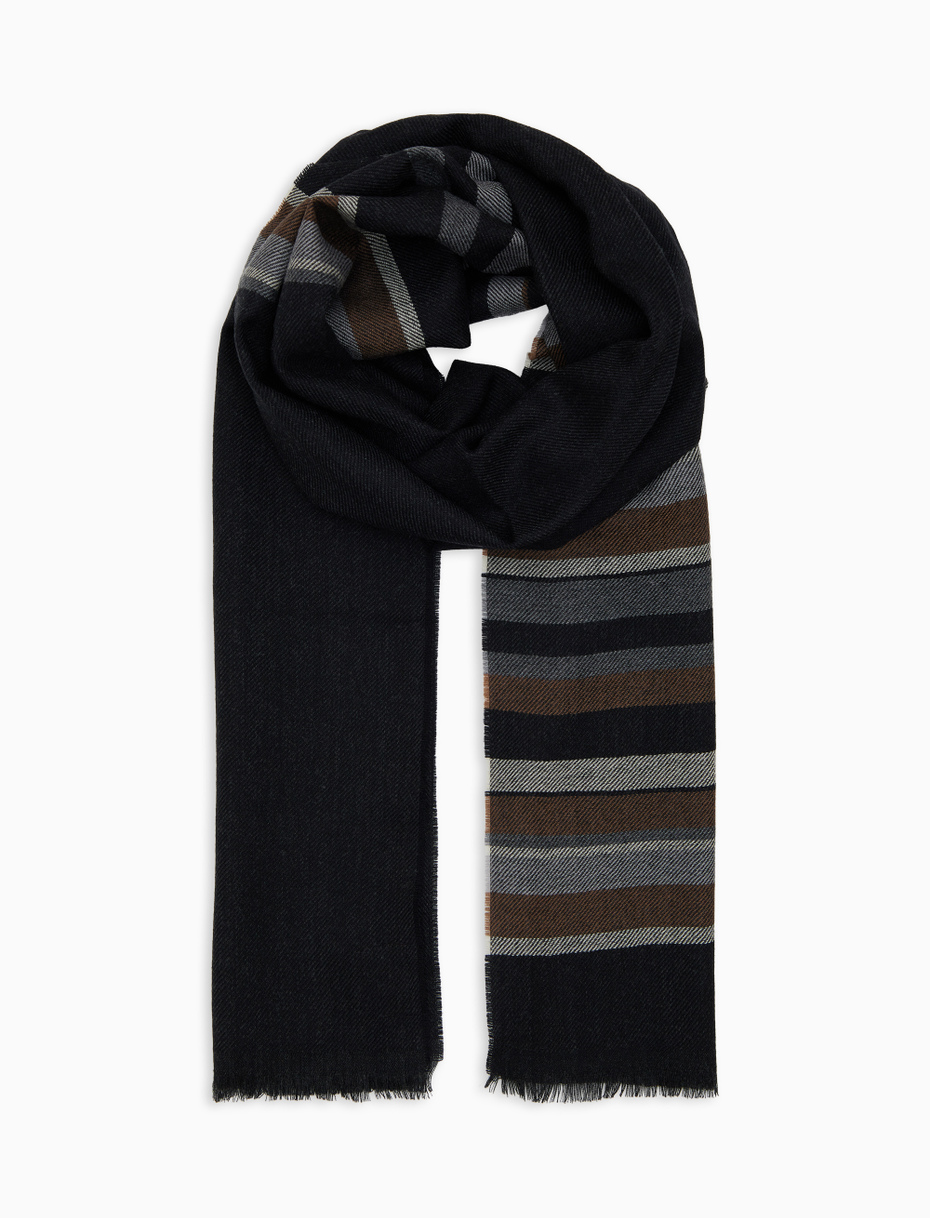 Sciarpa unisex lana nero tinta unita - Gallo 1927 - Official Online Shop