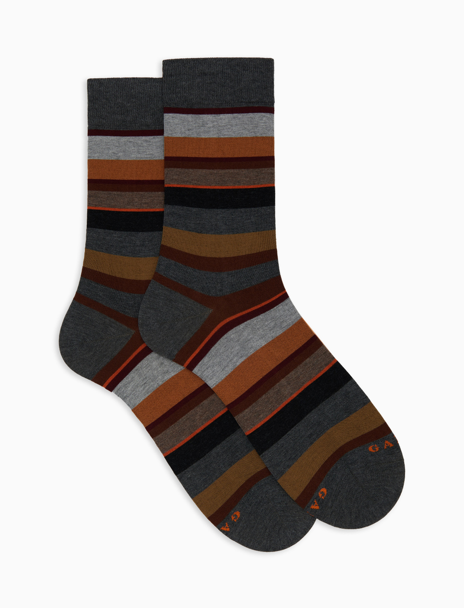 Calze corte uomo cotone grigio righe multicolor - Gallo 1927 - Official Online Shop