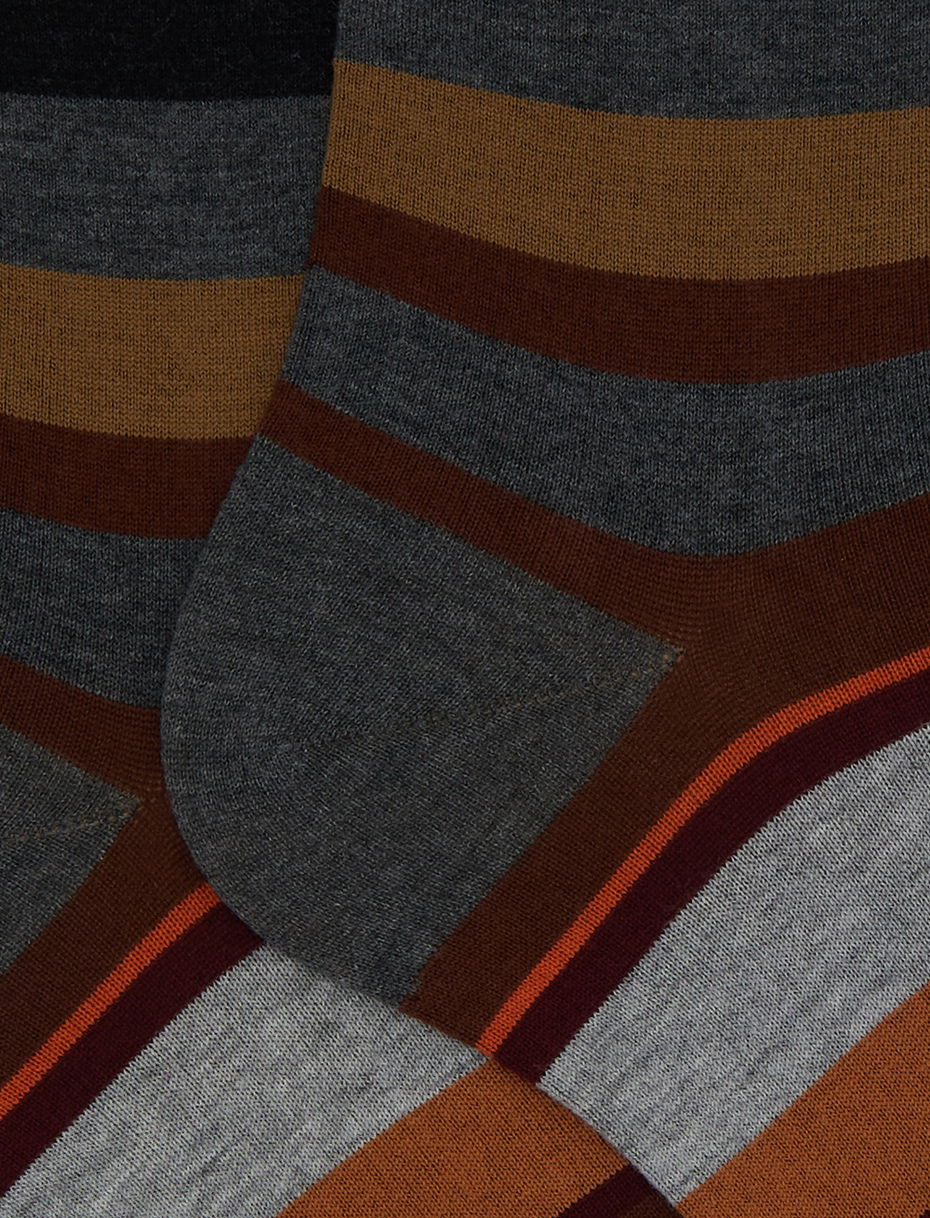 Calze corte uomo cotone grigio righe multicolor - Gallo 1927 - Official Online Shop
