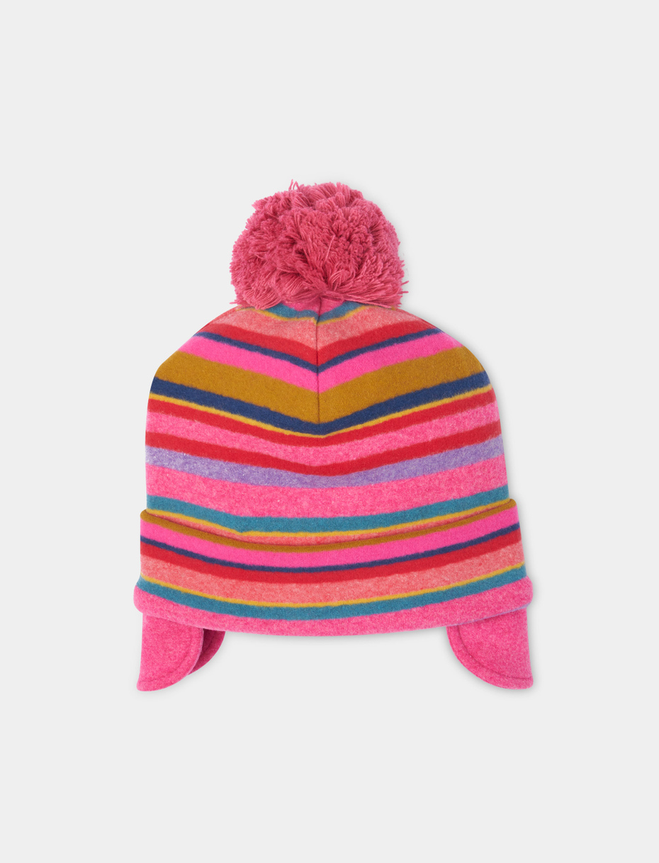 Kids' erica fleece aviator hat with cuff and multicoloured stripes - Gallo 1927 - Official Online Shop