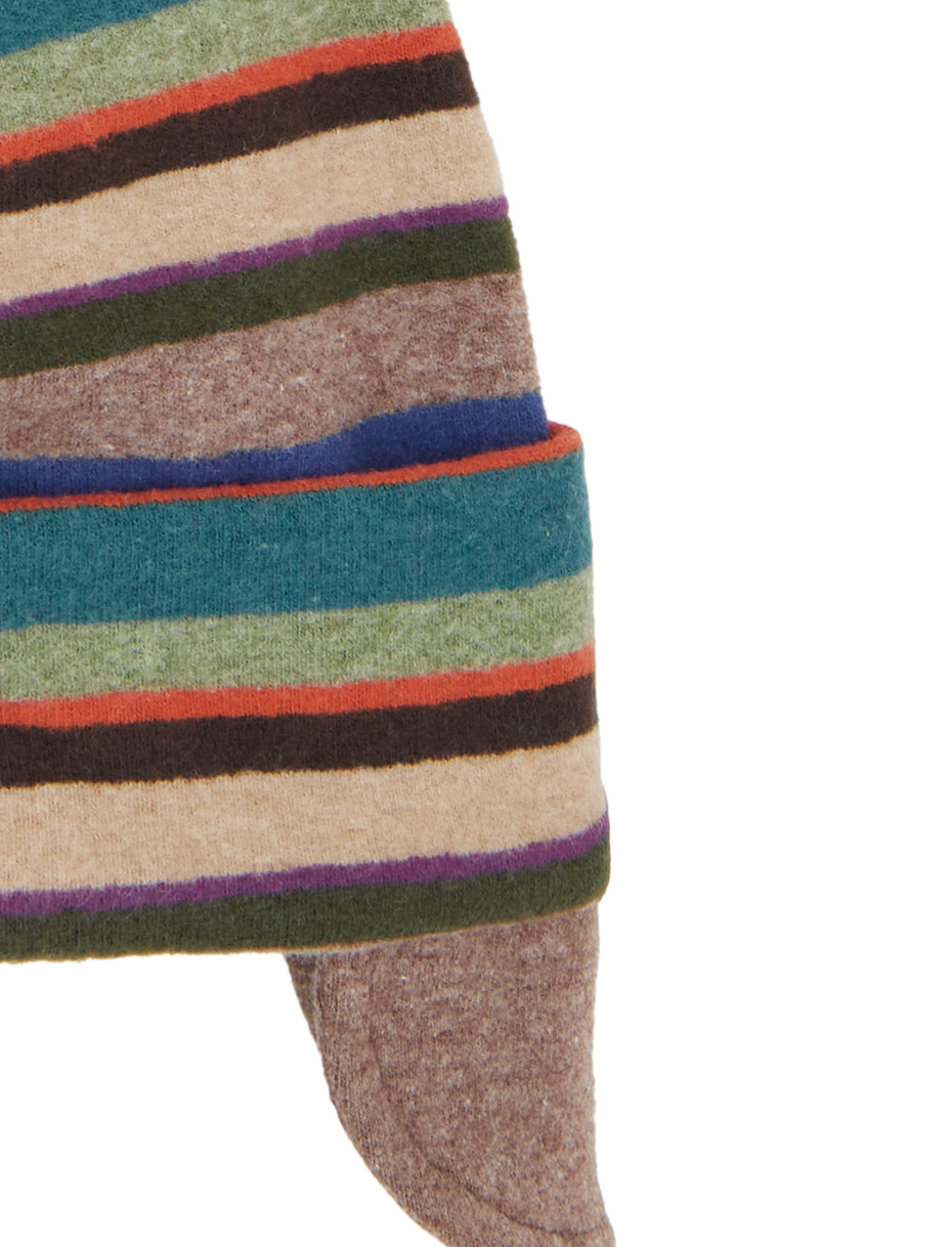 Kids' beige fleece aviator hat with multicoloured stripes - Gallo 1927 - Official Online Shop