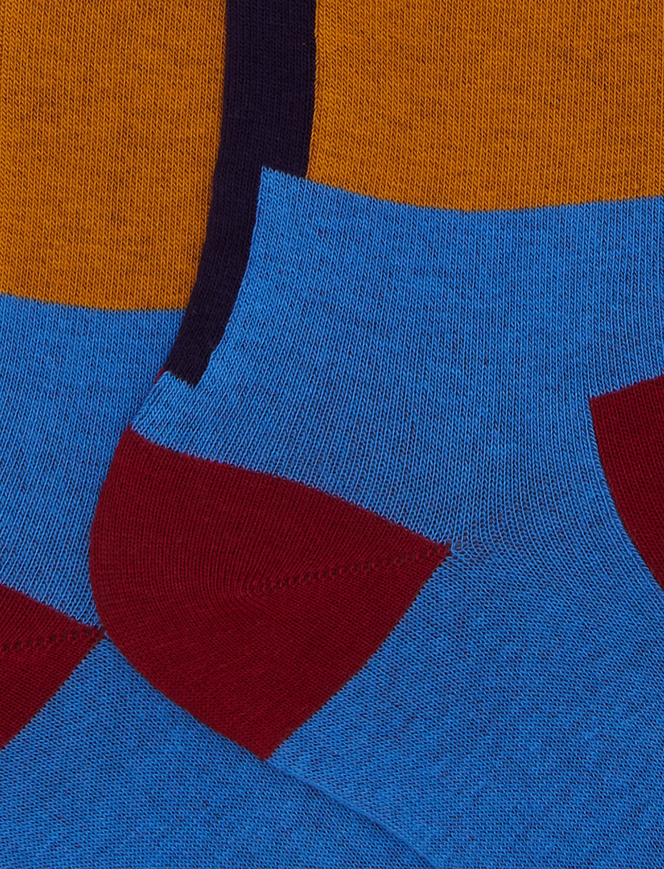 Calze lunghe donna cotone bordò fantasia quadrati sovrapposti - Gallo 1927 - Official Online Shop