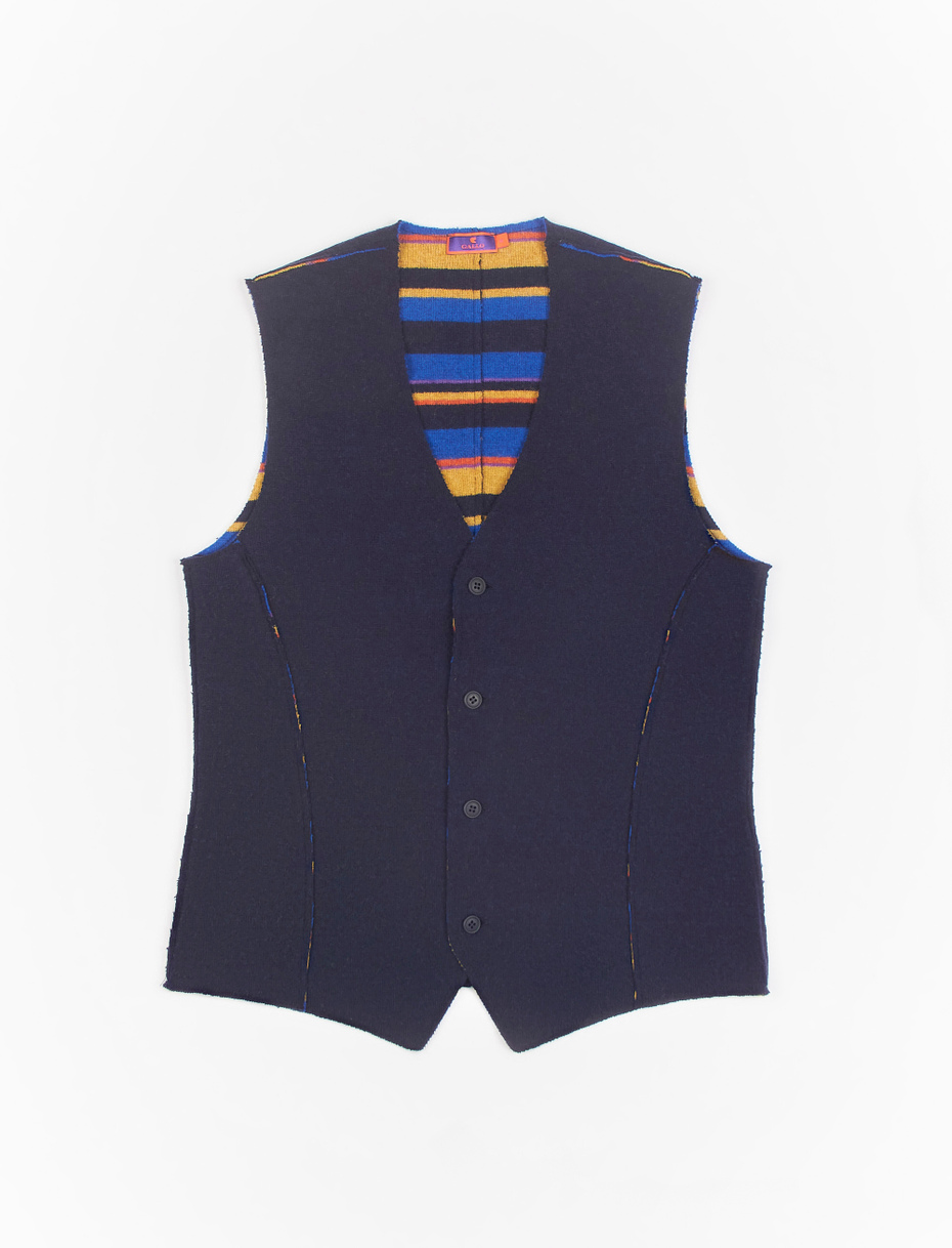 Men's reversible plain blue royal wool vest - Gallo 1927 - Official Online Shop