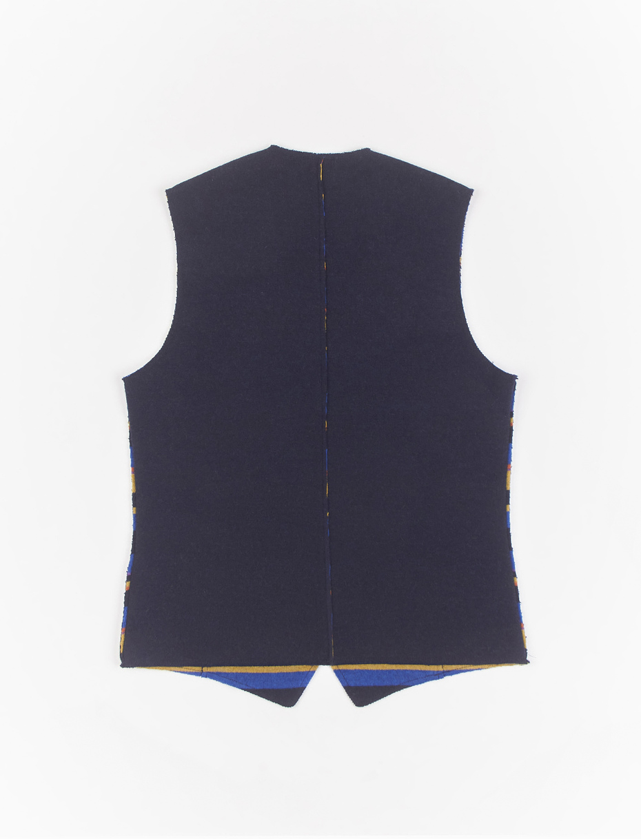 Gilet reversibile uomo lana blu royal tinta unita e multicolor - Gallo 1927 - Official Online Shop