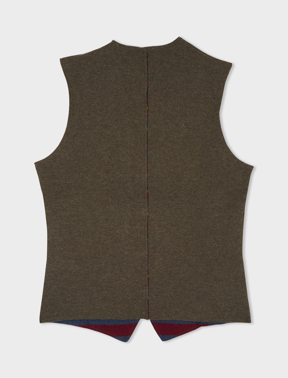 Men's reversible plain burgundy/multicolour wool vest - Gallo 1927 - Official Online Shop