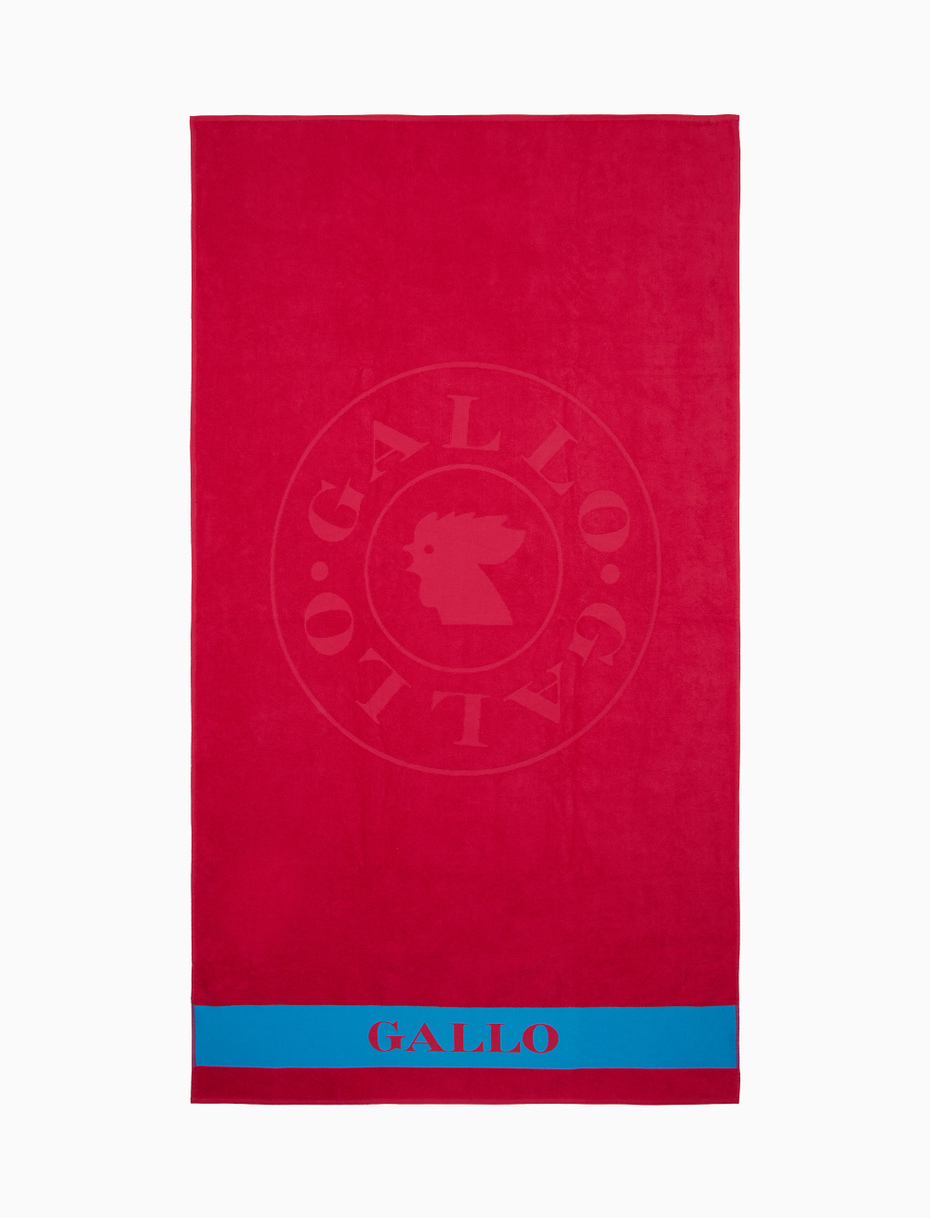 Unisex plain fuchsia cotton beach towel with Gallo logo - Gallo 1927 - Official Online Shop