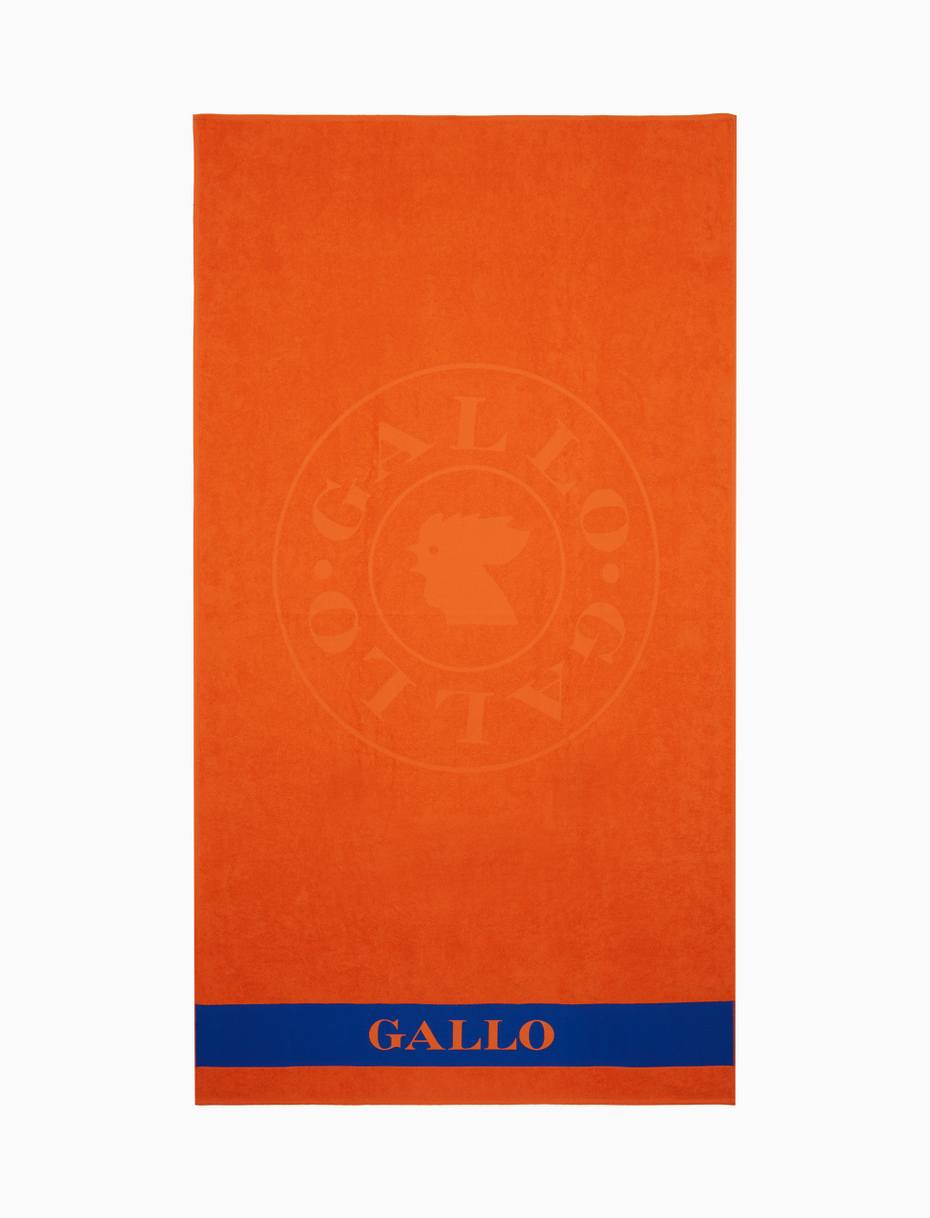 Telo mare unisex cotone tinta unita con logo gallo arancio - Gallo 1927 - Official Online Shop