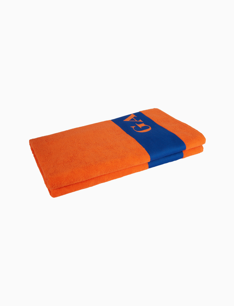 Unisex plain orange cotton beach towel with Gallo logo - Gallo 1927 - Official Online Shop