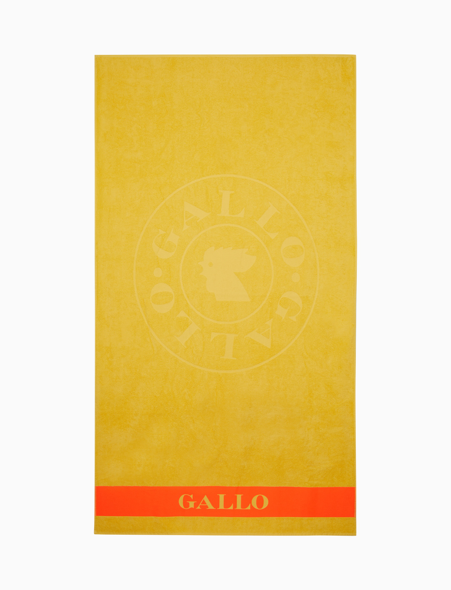 Unisex plain yellow cotton beach towel with Gallo logo - Gallo 1927 - Official Online Shop