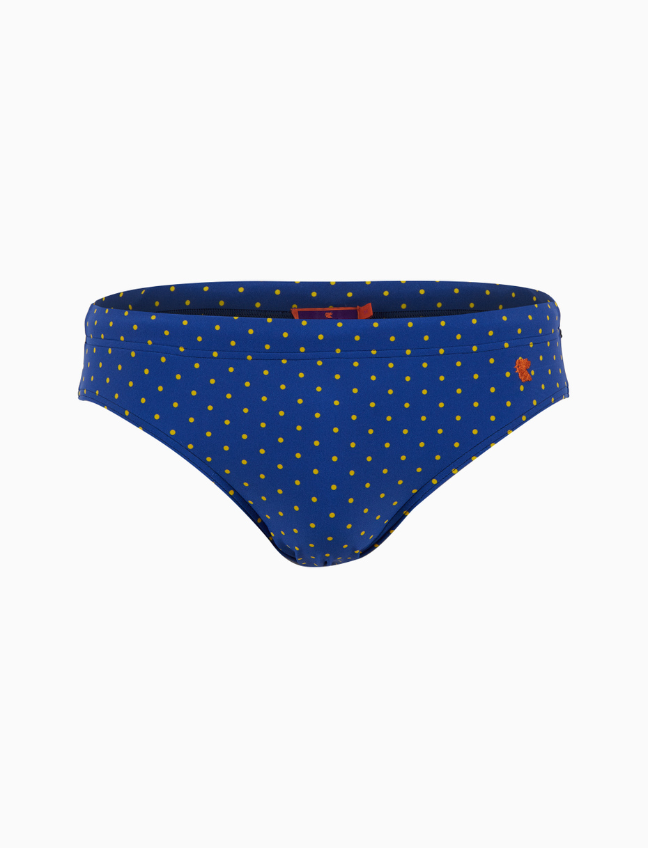 Men's blue swimming briefs with polka dot pattern - Gallo 1927 - Official Online Shop