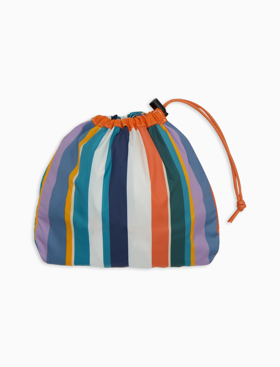 Unisex white super-light duffle bag with pocket and multicoloured stripes - Gallo 1927 - Official Online Shop