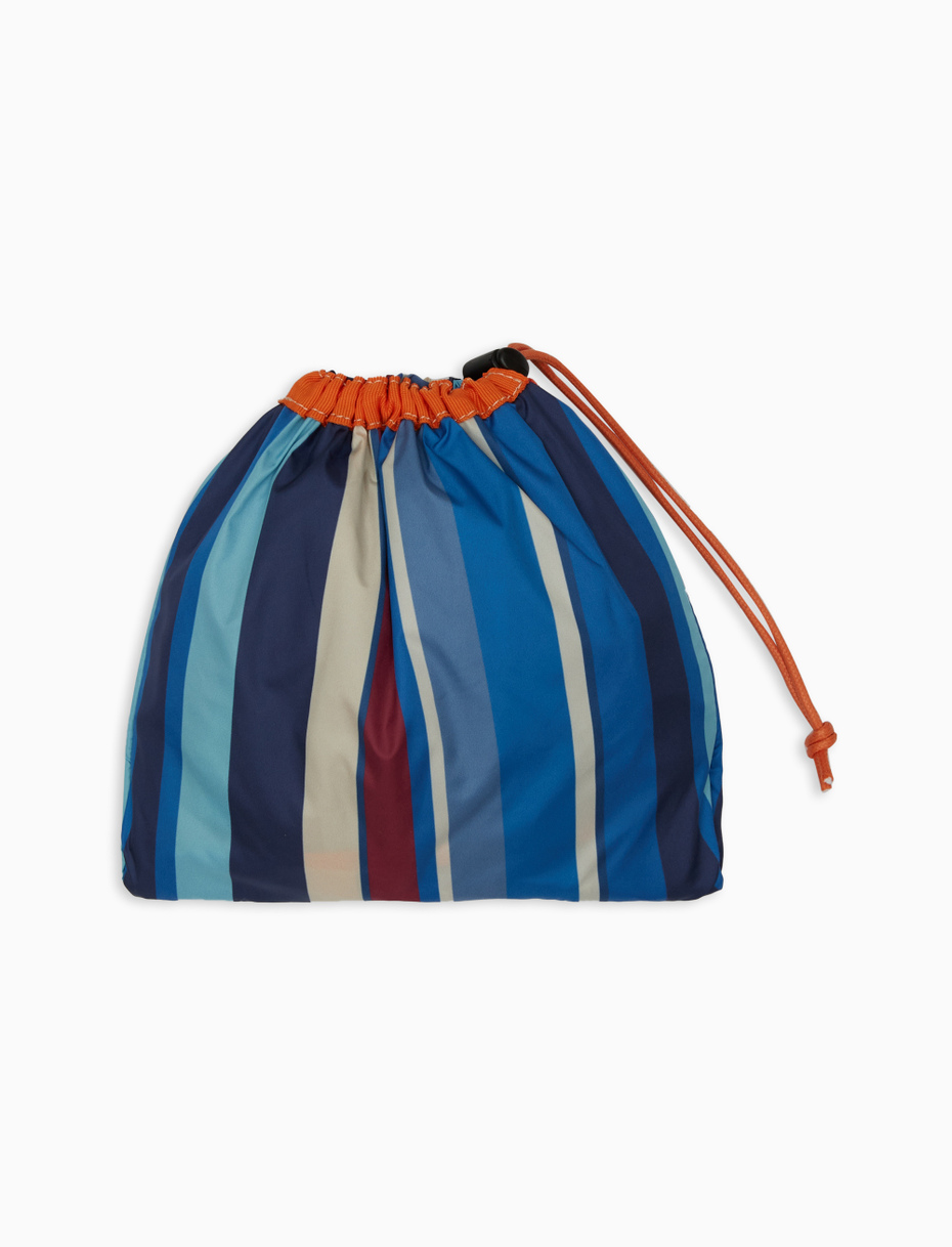 Unisex royal blue super-light polyester bag with pocket and multicoloured stripes - Gallo 1927 - Official Online Shop