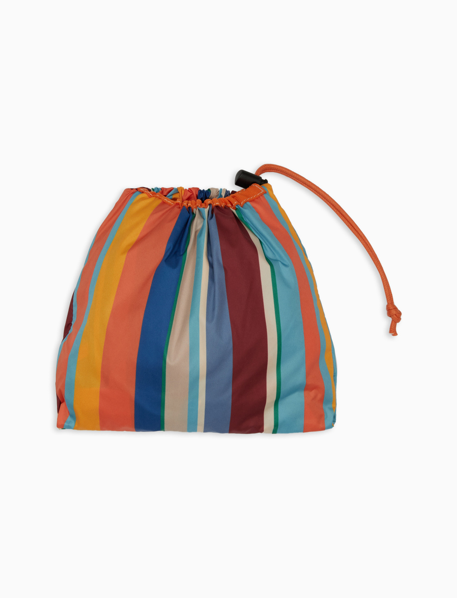 Unisex lobster red super-light polyester bag with pocket and multicoloured stripes - Gallo 1927 - Official Online Shop