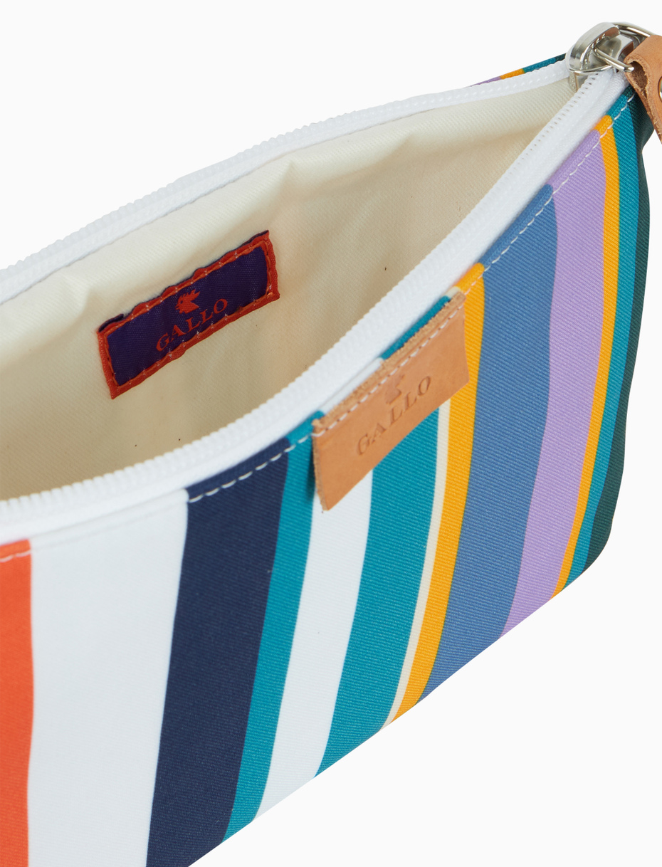 Contemporary white unisex pouch with multicoloured stripes - Gallo 1927 - Official Online Shop