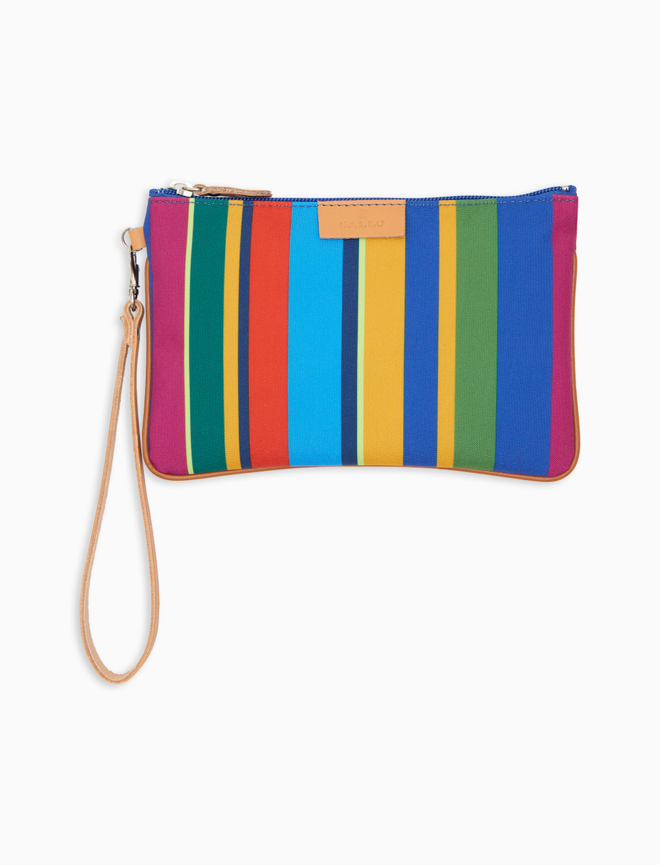 Contemporary blue unisex pouch with multicoloured stripes - Gallo 1927 - Official Online Shop