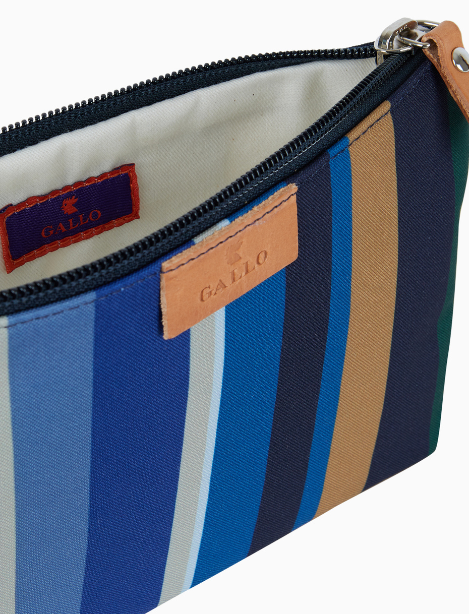 Contemporary blue unisex pouch with multicoloured stripes - Gallo 1927 - Official Online Shop