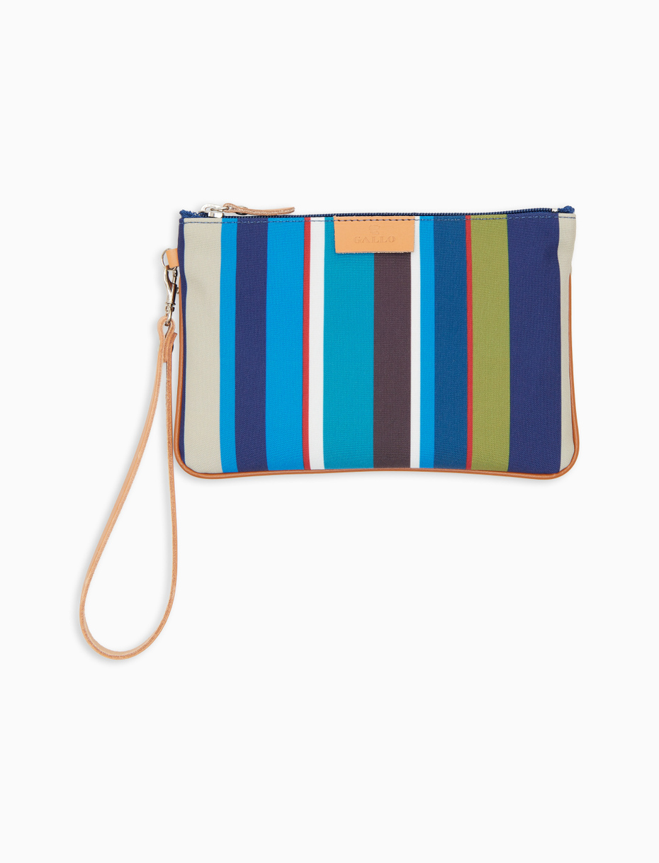 Contemporary unisex pouch in royal blue polyester with multicoloured stripes - Gallo 1927 - Official Online Shop