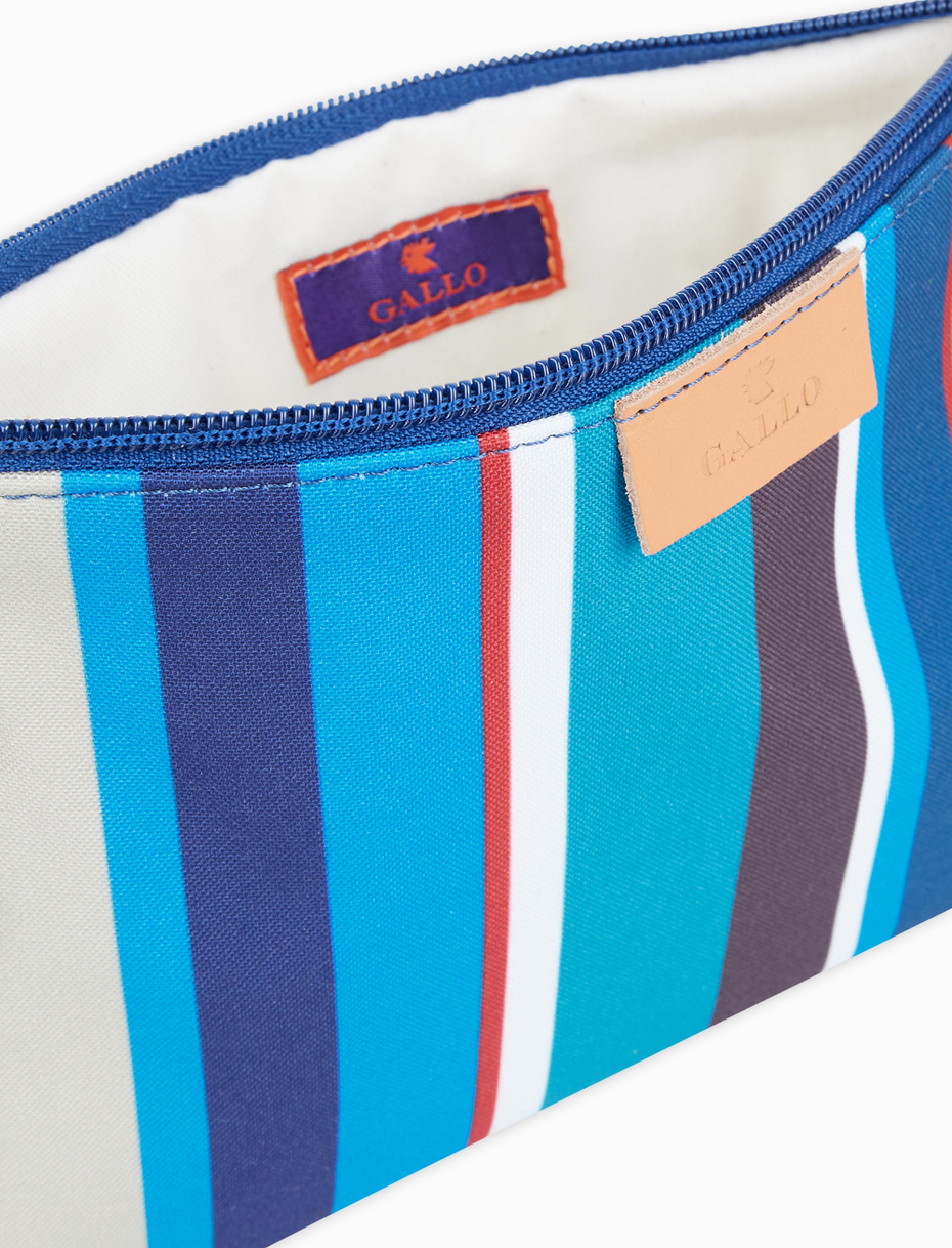 Contemporary unisex pouch in royal blue polyester with multicoloured stripes - Gallo 1927 - Official Online Shop