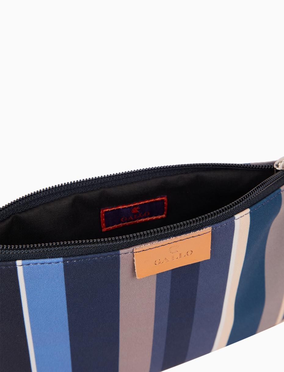 Contemporary unisex pouch in blue with multicoloured stripes - Gallo 1927 - Official Online Shop