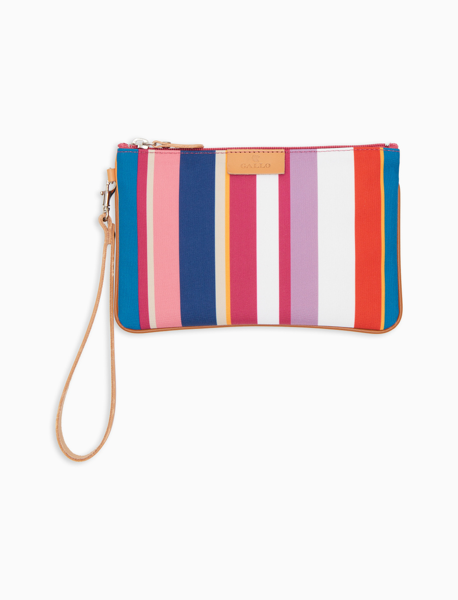 Contemporary white unisex pouch with multicoloured stripes - Gallo 1927 - Official Online Shop