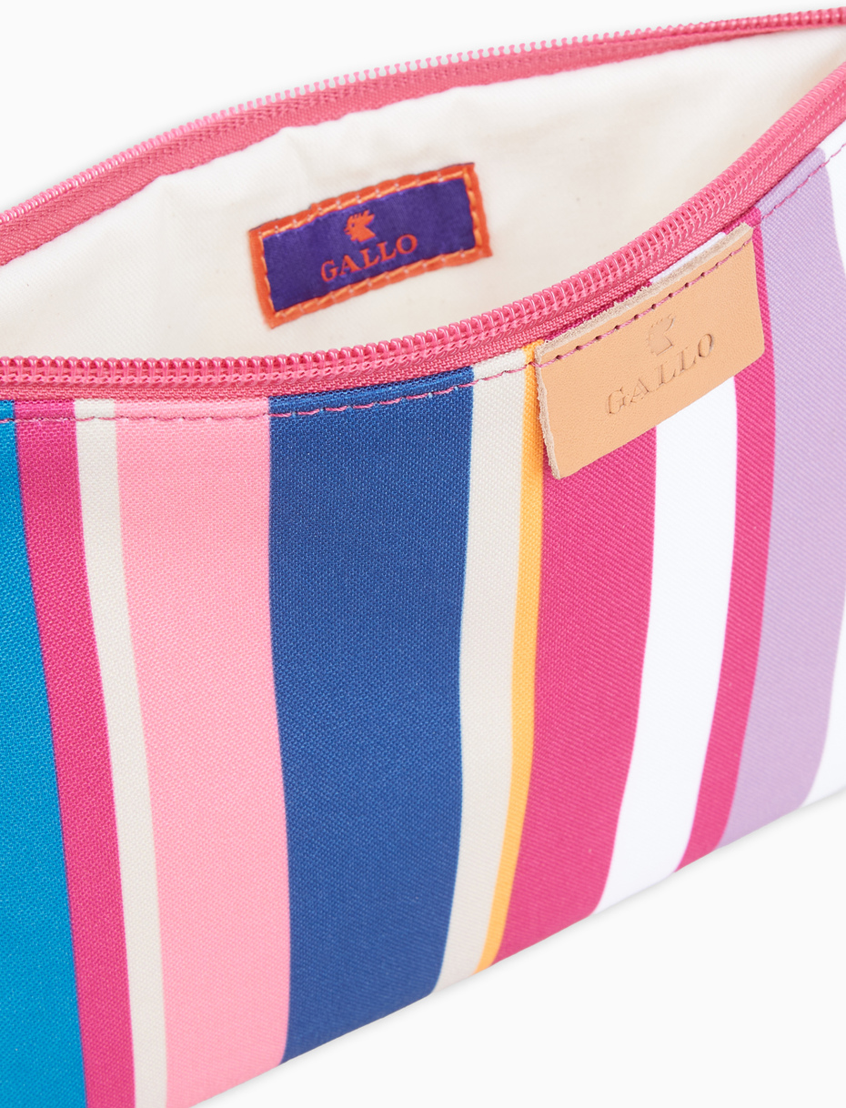 Contemporary white unisex pouch with multicoloured stripes - Gallo 1927 - Official Online Shop