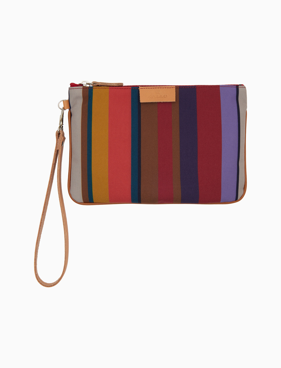 Contemporary unisex pouch in burgundy with multicoloured stripes - Gallo 1927 - Official Online Shop