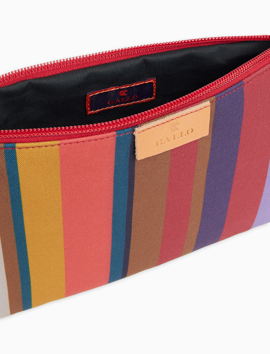 Contemporary unisex pouch in burgundy with multicoloured stripes - Gallo 1927 - Official Online Shop