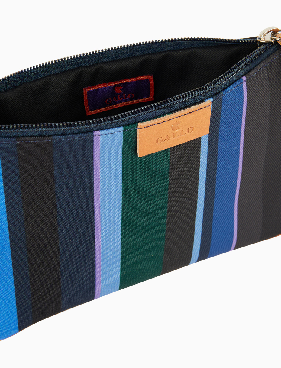 Contemporary unisex pouch in blue with multicoloured stripes - Gallo 1927 - Official Online Shop
