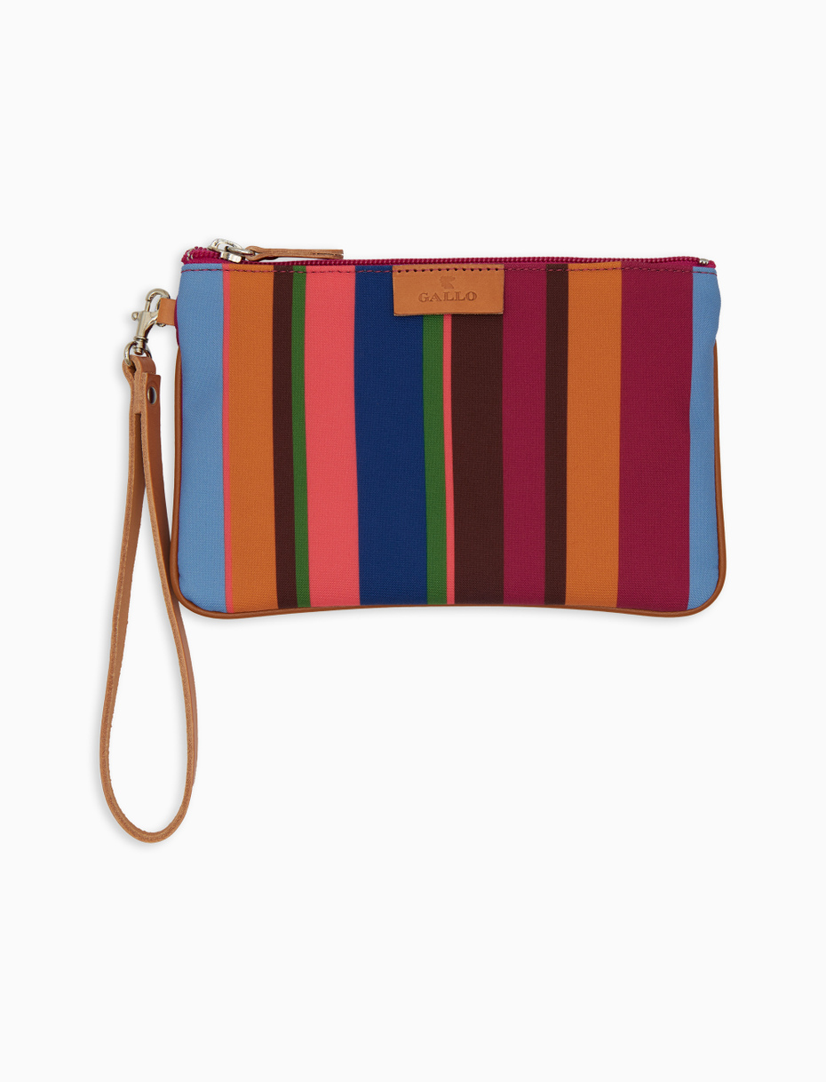 Contemporary unisex pouch in fuchsia with multicoloured stripes - Gallo 1927 - Official Online Shop