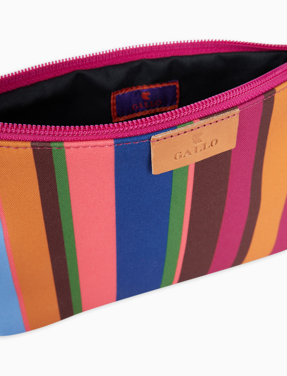 Contemporary unisex pouch in fuchsia with multicoloured stripes - Gallo 1927 - Official Online Shop
