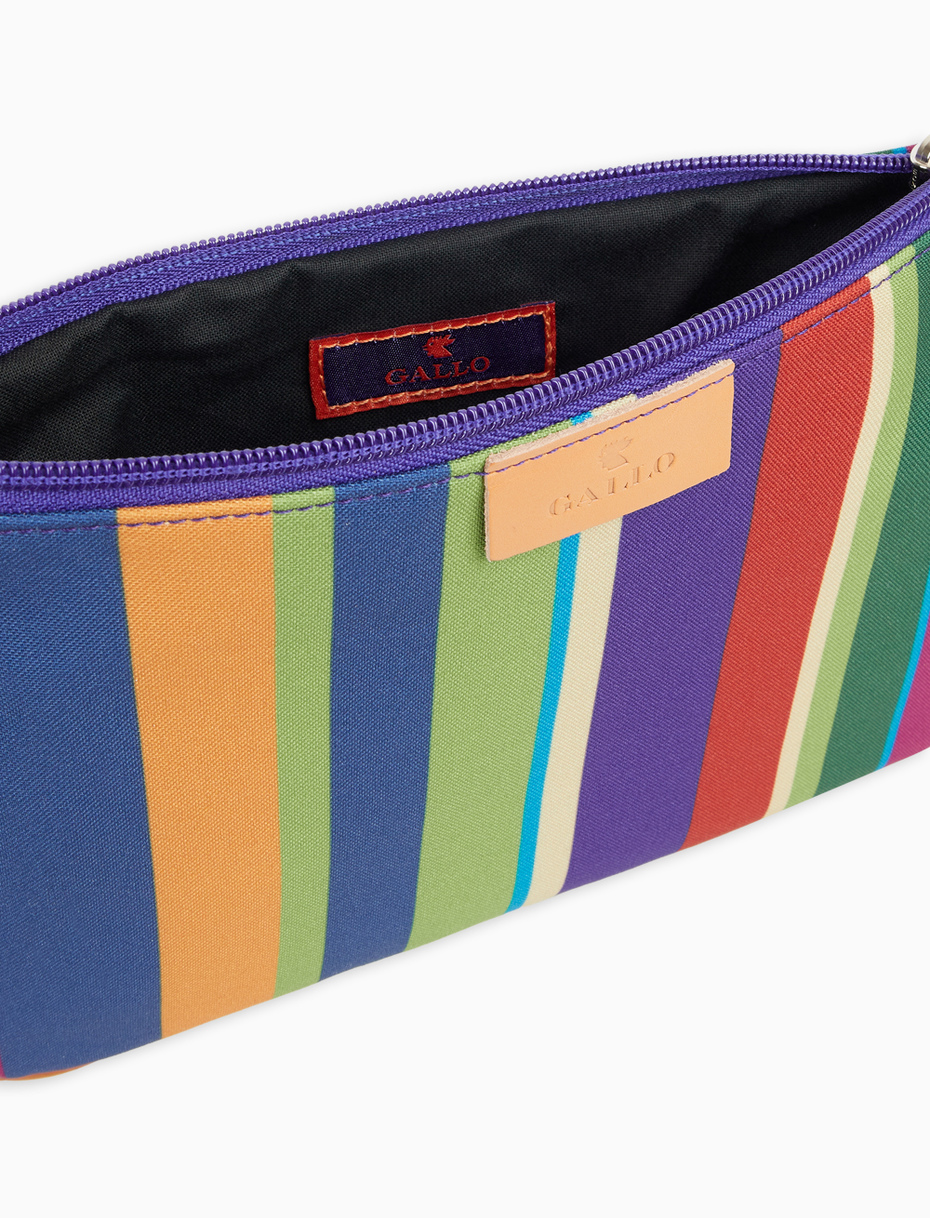 Contemporary unisex pouch in blue with multicoloured stripes - Gallo 1927 - Official Online Shop