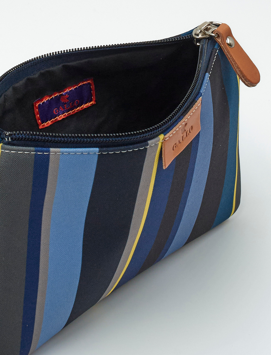 Contemporary unisex pouch in blue polyester with multicoloured stripes - Gallo 1927 - Official Online Shop