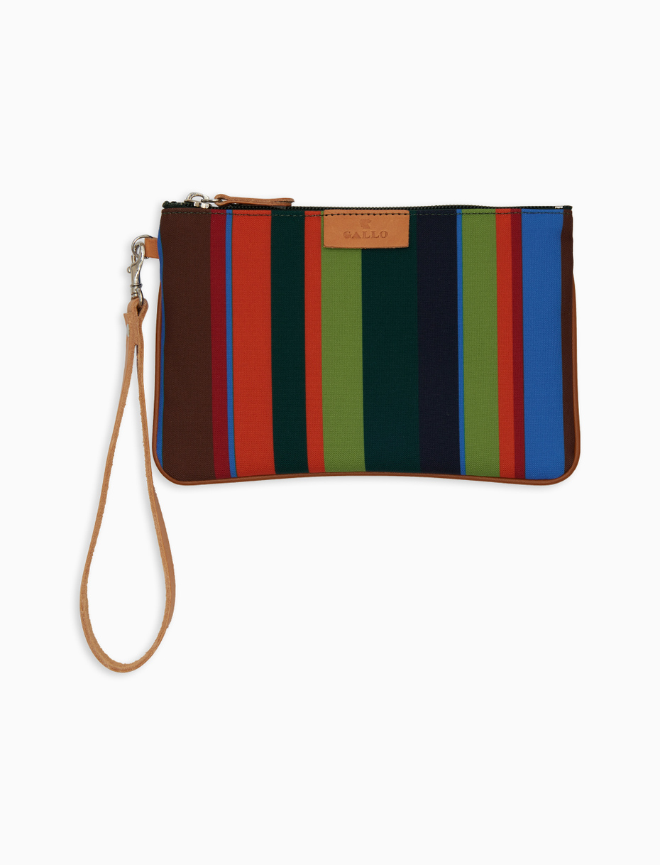 Contemporary unisex pouch in green with multicoloured stripes - Gallo 1927 - Official Online Shop