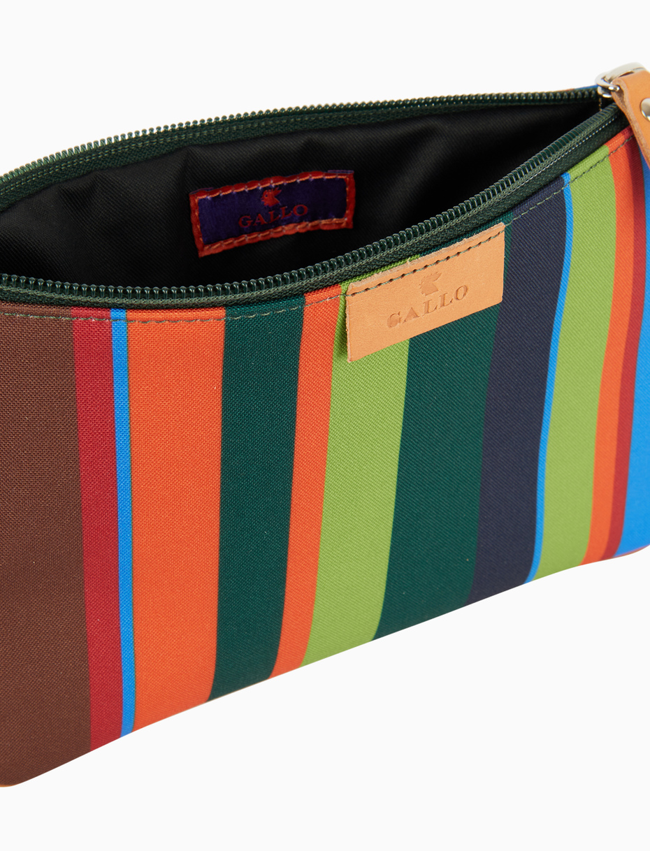 Contemporary unisex pouch in green with multicoloured stripes - Gallo 1927 - Official Online Shop